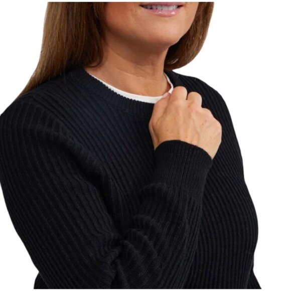 NEW Frank by Frank and Oak Rib Crewneck Sweater | Black - Picture 2 of 6